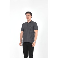 KMK Kombin  Baba Yakalı Cepli Desenli Model Klasik Kesim  T-Shirt