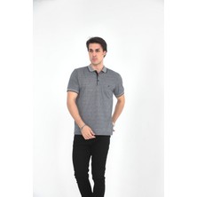 KMK Kombin  Baba Yakalı Cepli Desenli Model Klasik Kesim  T-Shirt