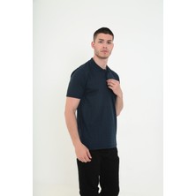 KMK Kombin  Baba Yakalı Cepli Desenli Model Klasik Kesim  T-Shirt