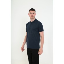 KMK Kombin  Baba Yakalı Cepli Desenli Model Klasik Kesim  T-Shirt