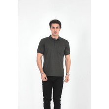 KMK Kombin  Baba Yakalı Cepli Desenli Model Klasik Kesim  T-Shirt