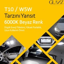 Glanz T10 W5W 6000K Beyaz Dipsiz Park Plaka Ampulü Lambası 2 Adet