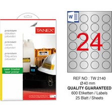 Tanex TW-2140 40MM Gümüş Lazer Etiket 600 Lü