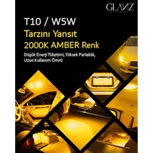 Glanz T10 W5W 3000K Turuncu Amber Park Sinyal Ampul Lamba 10 Adet