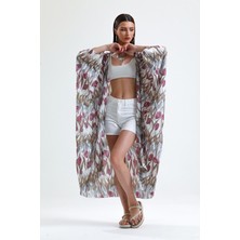 Sense Şifon Plaj Kimono | ELB33597 Lale Des.kahve