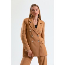 Sense Içi Astarlı  Hürrem Kumaş Oversize Blazer Ceket | CKT34236 Camel