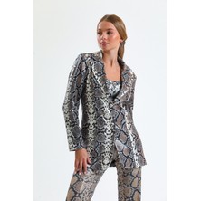 Sense Ici Astarlı Leopar Desenli Abiye Pul Payet Ceket | CKT34264