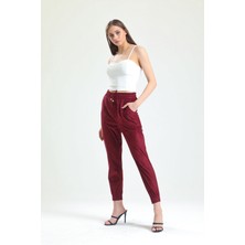 Sense Beli ve Paçaları Lastikli Süet Pantolon | PNT33895 Bordo