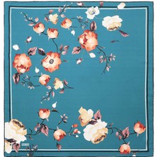 Bursa İpek Petrol Yeşil Floral Twill Ipek Eşarp