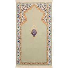 Bursa İpek Bej Bambu Halı Seccade