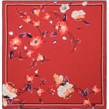 Bursa İpek Mercan Floral Twill Ipek Eşarp