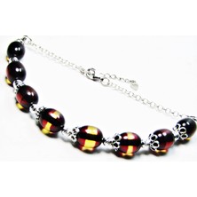 Lilah Gümüş Tr 925 Ayar Gümüş Sürmeli Renkli Kehribar Kadın Bileklik