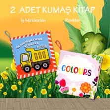 Lisinya 2 Kitap İngilizce İş Makinaları Ve Renkler Kumaş Sessiz Kitap