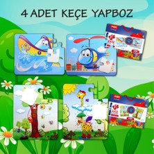 Lisinya LISINYA247 4 Set - 48 Parça  Tekne , Helikopter ve Zürafa 3+ Keçe Yapboz - 3 Yaş Puzzle