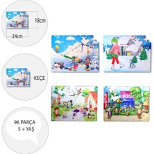 Lisinya LISINYA247 4 Set - 96 Parça  Kış ve Oyun Parkı 5+ Keçe Yapboz - 5 Yaş Puzzle