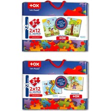 Lisinya LISINYA247 4 Set - 48 Parça  Gökkuşağı ve Zürafa 3+ Keçe Yapboz - 3 Yaş Puzzle