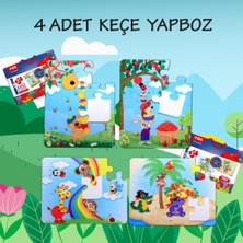 Lisinya LISINYA247 4 Set - 48 Parça  Gökkuşağı ve Elmacı Ayı 3+ Keçe Yapboz - 3 Yaş Puzzle