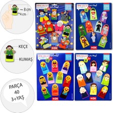 Lisinya LISINYA247 4 Set - 40 Parça  Masal Kahramanları, Aile Bireyleri , Meslekler ve Emojiler Parmak Kukla