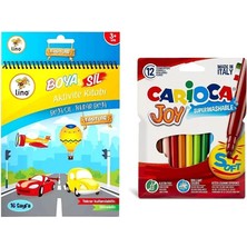 Boya Sil Aktivite Boyama Kitabı Taşıtlar ( Silinebilir ) & Carioca 12’Li Boya