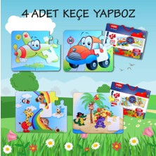 Lisinya LISINYA247 4 Set - 48 Parça  Uçak, Araba ve Gökkuşağı 3+ Keçe Yapboz - 3 Yaş Puzzle