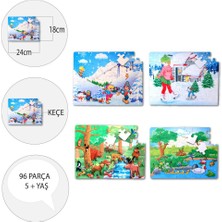 Lisinya LISINYA247 4 Set - 96 Parça  Orman ve Kış 5+ Keçe Yapboz - 5 Yaş Puzzle