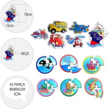 Lisinya LISINYA247 12 Set - 42 Parça  Deniz Canlıları ve Ulaşım Araçları 2+ Keçe Yapboz - 2 Yaş Puzzle