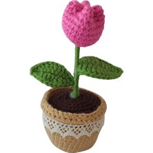 Oyuncak Park Örgü Tekli Pembe Lale Amigurumi Organik Oyuncak