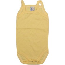 MiniTarz Bebek Jakarlı Atlet Zarf Yaka 2li Body Zıbın Tulum Çıt Çıtlı Body -Beyaz-Sarı