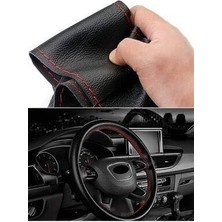 Direksiyon Kılıfı Düz Deri Dikişli Dikmeli Direksiyon Kılıfı Kırmızı Dikişli Yüksek Kaliteli