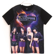 DobaKids Blackpink K-Pop Grup Dijital Baskı Kız Çocuk T-Shirt Siyah Renk