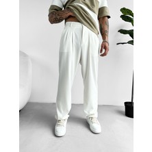 Abluka Online Baggy Fit Kumaş Pantolon Beyaz