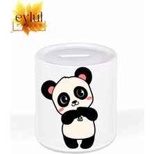 Eylül Design Sevimli Panda Özel Tasarım Baskılı Seramik Kumbara Açılabilir Kumbara