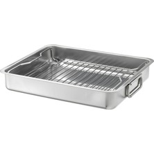 IKEA Metal Fırın Kabı Paslanmaz Çelik Fırın-Barbekü Kızartma Kabı 32 x 40 cm