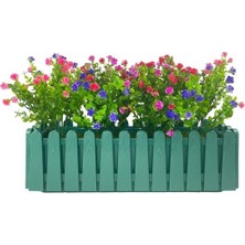 Nettenevime Yapay Çiçek Yeşil Gold Çit Balkon Saksısı Renkli Mineli Şimşir Çiçekli 55*35CM