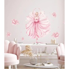 Kt Grup Balerin ve Soft Renk Çiçekler Duvar Sticker Seti