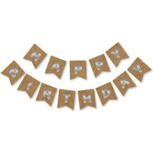 Kidspartim Happy Bırthday Yazı Kraft/ Gümüş Banner