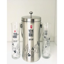Poyraz Sanat Yeni Rakı Anason Desenli Rakı Bardağı + Buz Kovası