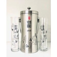 Poyraz Sanat Yeni Rakı Anason Desenli Rakı Bardağı + Buz Kovası