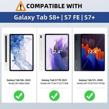 MTK Moveteck Samsung Galaxy Tab S7 Fe S8 Plus T970 X800 T733 T737 T736 12.4 Inç Kapak Kılıf Kalem Bölme Hazneli Arkası Yumuşak Silikon Mars With Pen Standlı Çizilmez Zırh