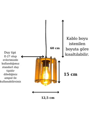 Dekoratif  Rustik Ahşap Sedef Avize Açık Meşe