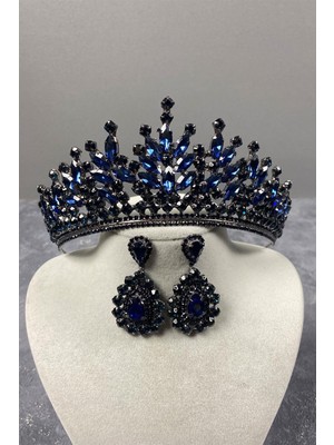 Hayalperest Boncuk Rio Taşlı Gelin Kına Tacı ve Mekikli Taş Küpe Seti