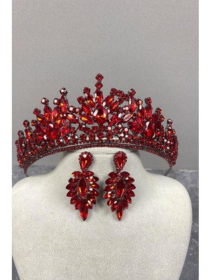 Hayalperest Boncuk Pera Gelin Kına Tacı ve Mekik Taşlı Küpe