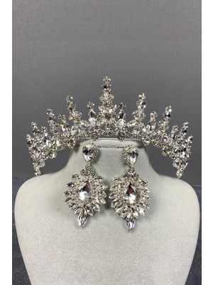 Hayalperest Boncuk Cooker Gelin Tacı ve Mekik Küpe Seti