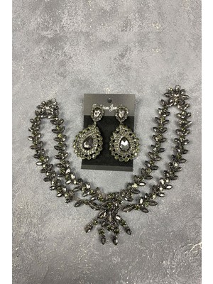 Hayalperest Boncuk Sultan Model Alınlık Gelin Kına Saç Aksesuarı ve Küpe Seti