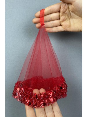 Kırmızı Su Vip Model Boncuklu Gelin Halay Mendili 1 Adet