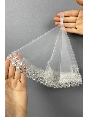 Beyaz Su Vip Model Boncuklu Gelin Halay Mendili 1 Adet