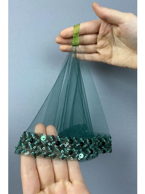 Yeşil Su Vip Model Boncuklu Gelin Halay Mendili 1 Adet