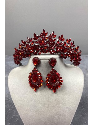 Hayalperest Boncuk Asleny Boncuklu Gelin Kına Tacı ve Mekik Küpe Seti