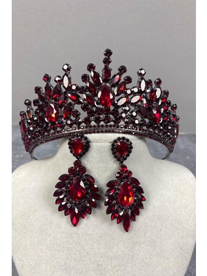 Hayalperest Boncuk Pera Gelin Kına Tacı ve Mekik Taşlı Küpe