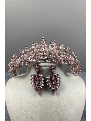 Hayalperest Boncuk Asleny Boncuk Işlemeli Gelin Kına Tacı ve Mekik Küpe Seti